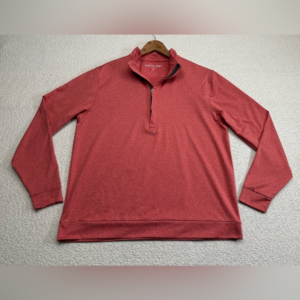 Haus of Grey Matte Grey Men’s 1/4 Zip Pullover Long Sleeve Red Size Large